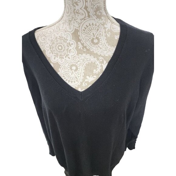 Lane Bryant Women's Sweater Size 22/24 3X Black V-Neck Long Sleeve  Top - Picture 2 of 8